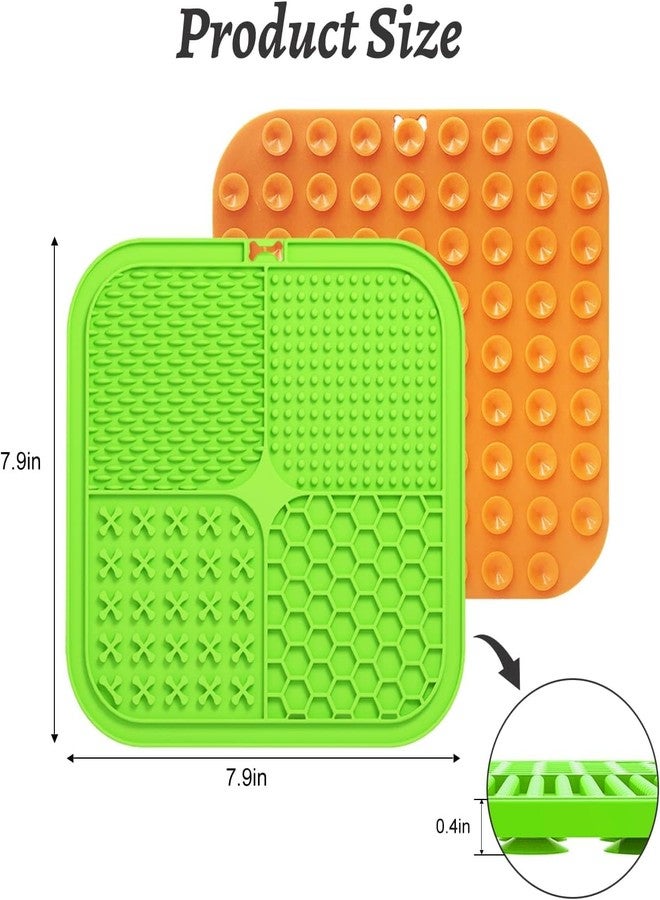 Minitul Lick Mats for Dogs & Cats - 2 Pack Licking Pad with Suction Cups for Dog Anxiety Relief, Slow Feeder Dog Bowls, Perfect for Bathing Grooming and Training (Green/Blue + Spatula & Brush) - Image 5